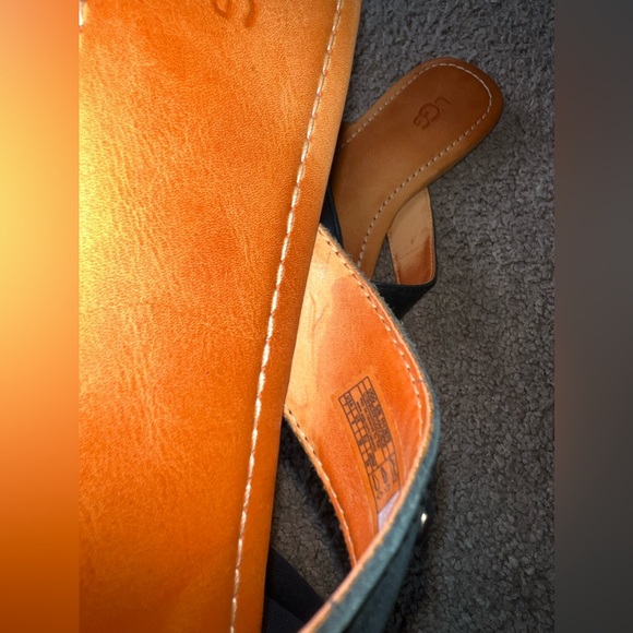 UGG Black and Tan Leather Sandals - Picture 3 of 3